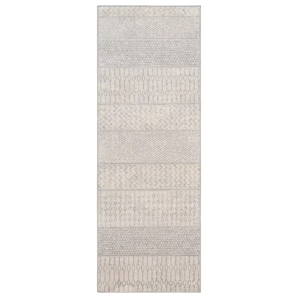 Surya Monaco MOC-2306 2'6" x 8' Silver Gray and Cream Scatter Rug