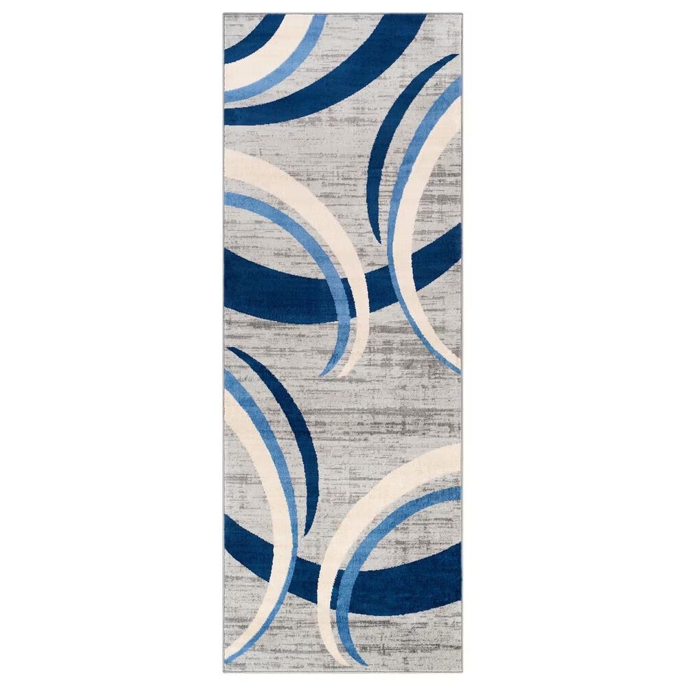 Surya Monaco MOC-2320 2'6" x 8' Navy, Silver Gray and Cream Runner