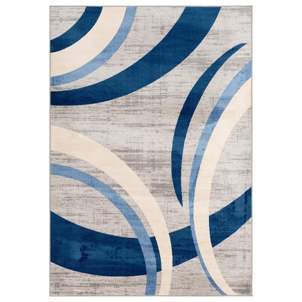 Surya Monaco MOC-2320 7'9" x 10'3" Navy, Silver Gray and Cream Area Rug