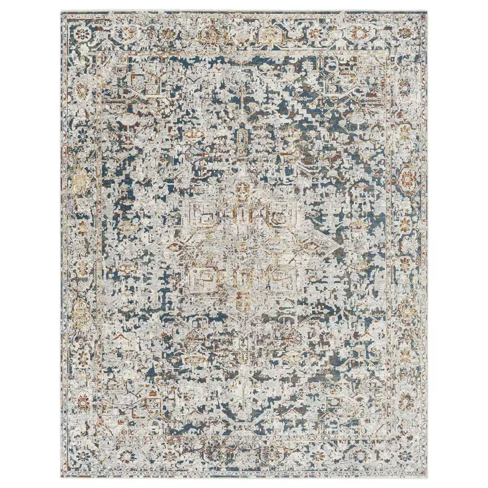 Surya Presidential Ice Blue, Blue, Dusty Sage, Saffron, Ivory, Wheat, Orange, Light Olive, Gray and Charcoal 11'6" x 15'6" Area Rug