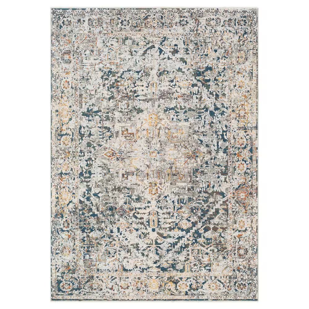 Surya Presidential PDT-2300 7'9" x 10'3" Blue, Gray and Orange Area Rug