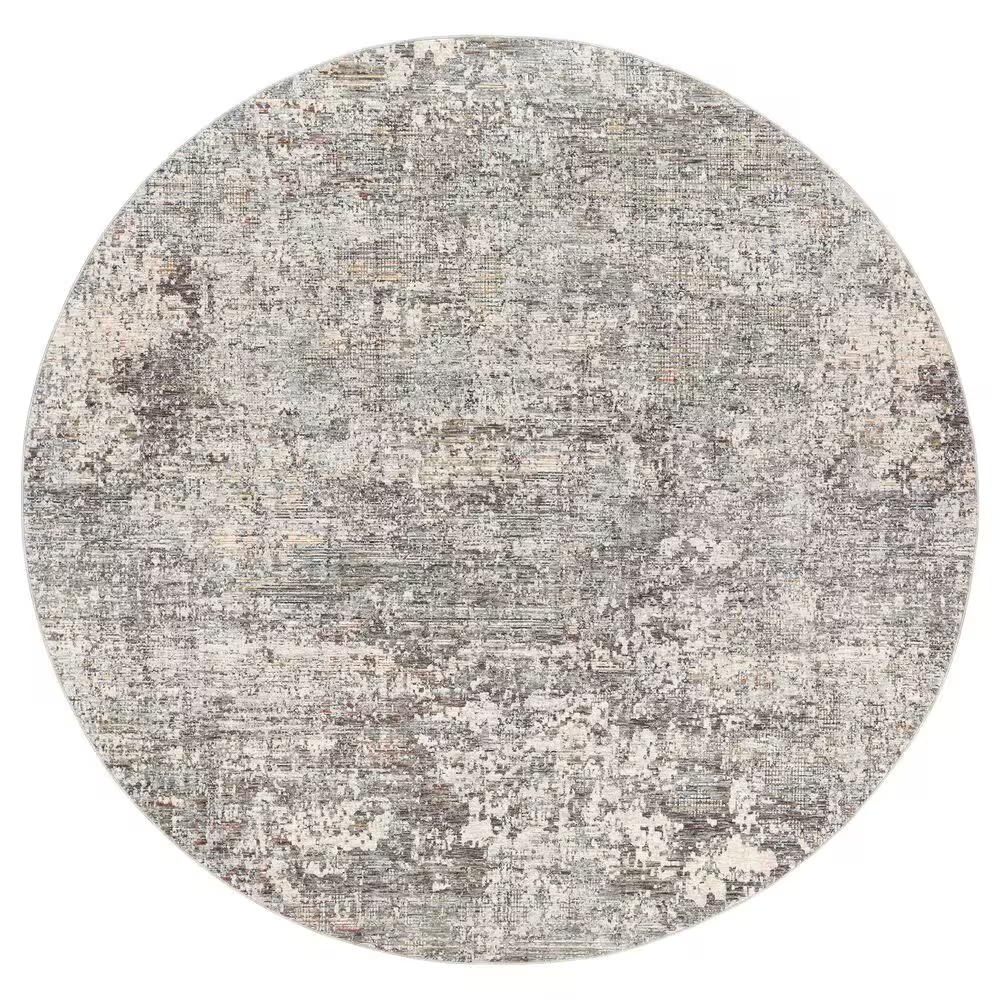 Surya Presidential PDT-2303 7'9" Round Blue, Gray and Orange Area Rug