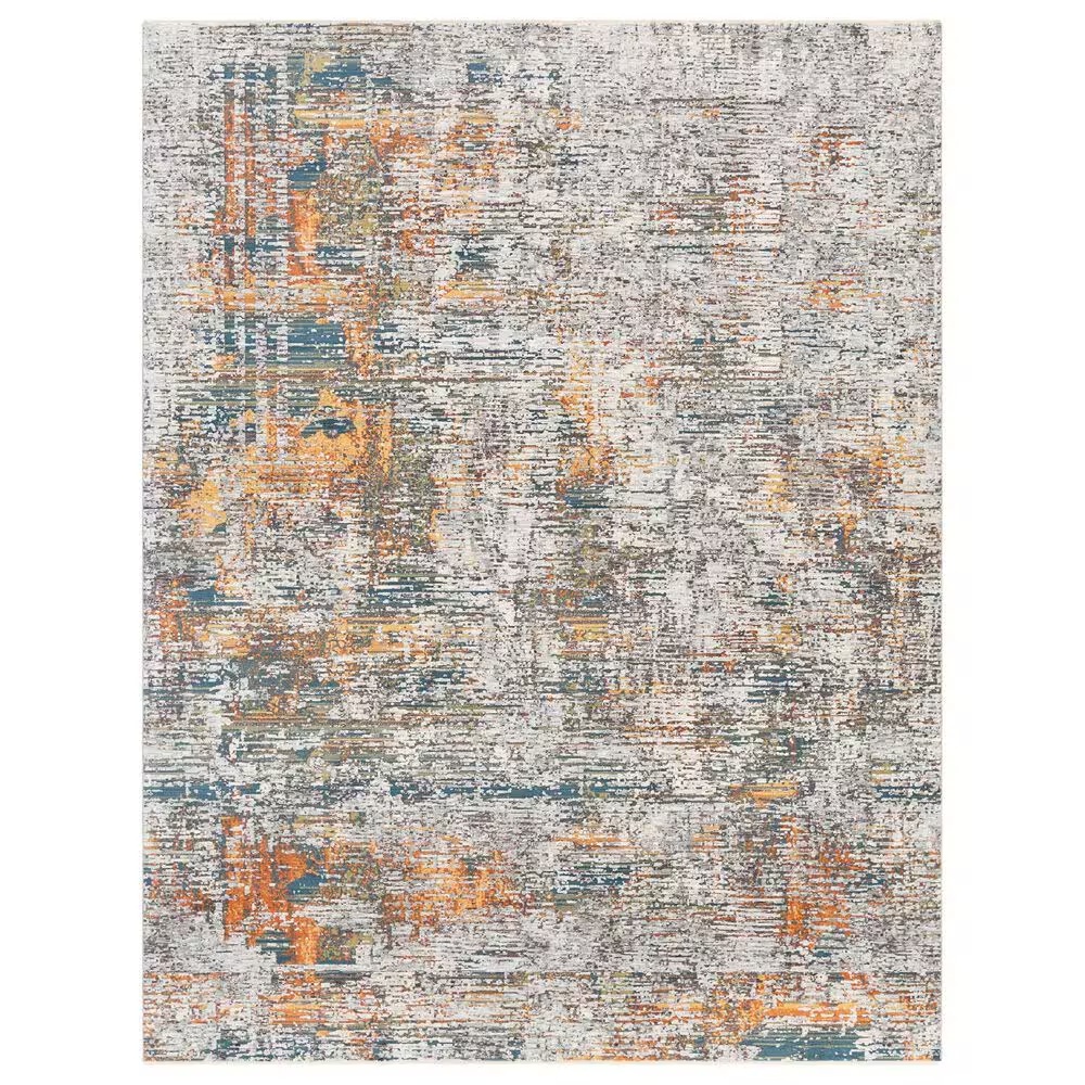 Surya Presidential Blue, Orange, Saffron, Ice Blue, Dusty Sage, Charcoal, Ivory, Wheat, Light Olive and Gray 8'10" x 12'10" Area Rug