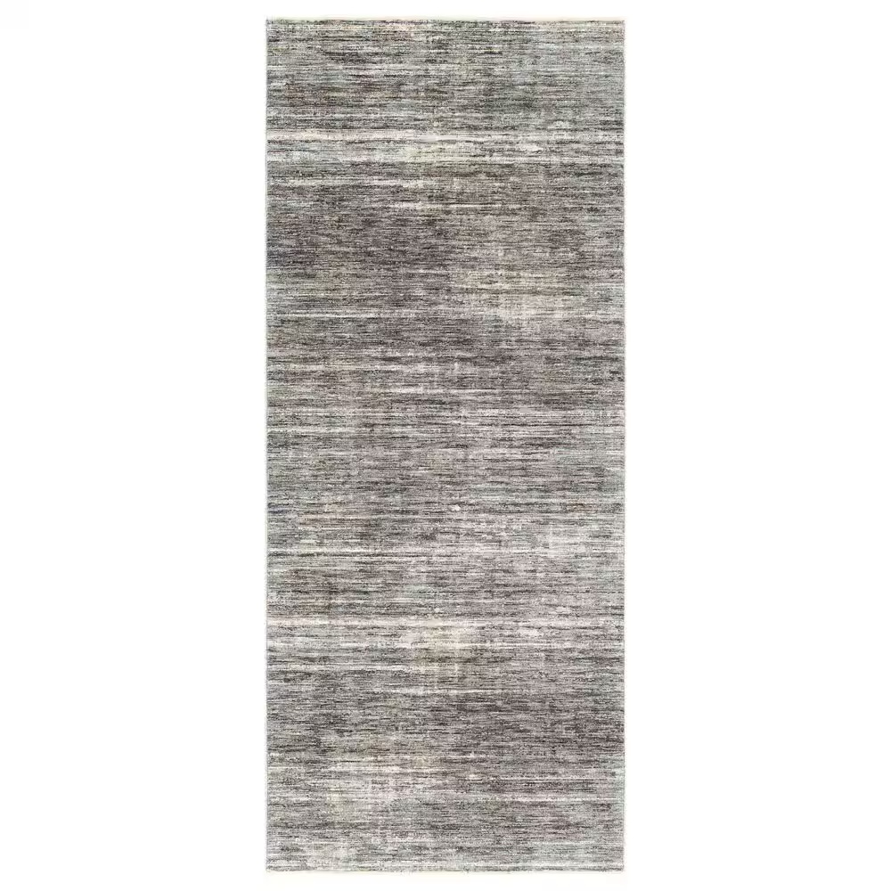 Surya Presidential Abstract 3'3" x 8' Charcoal, Ivory and Blue Runner