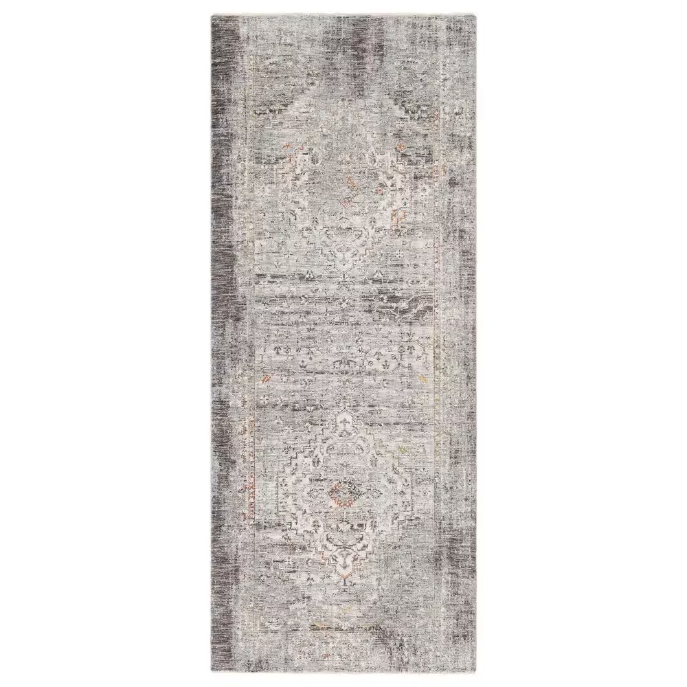 Surya Presidential PDT-2311 3'3" x 8' Charcoal, Ivory, Blue and Orange Runner