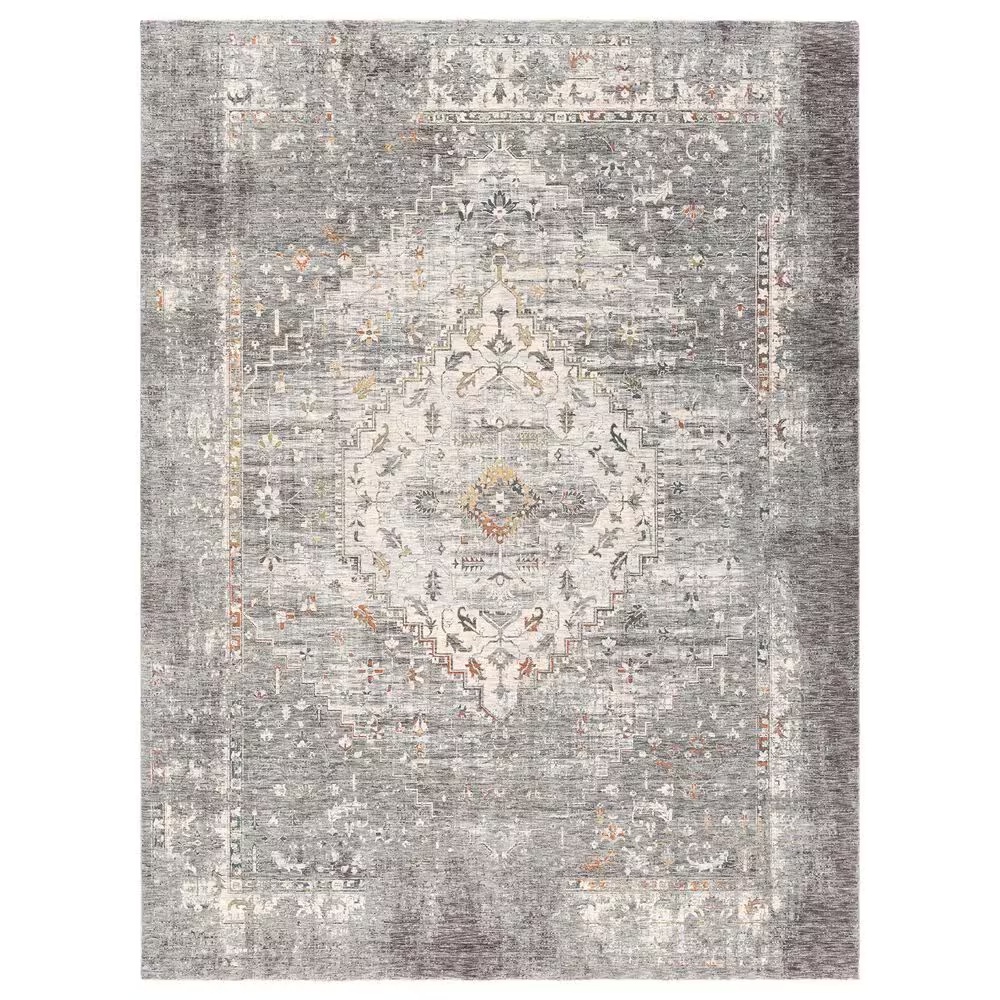 Surya Presidential PDT-2311 7'9" x 10'3" Charcoal, Ivory, Blue and Orange Area Rug