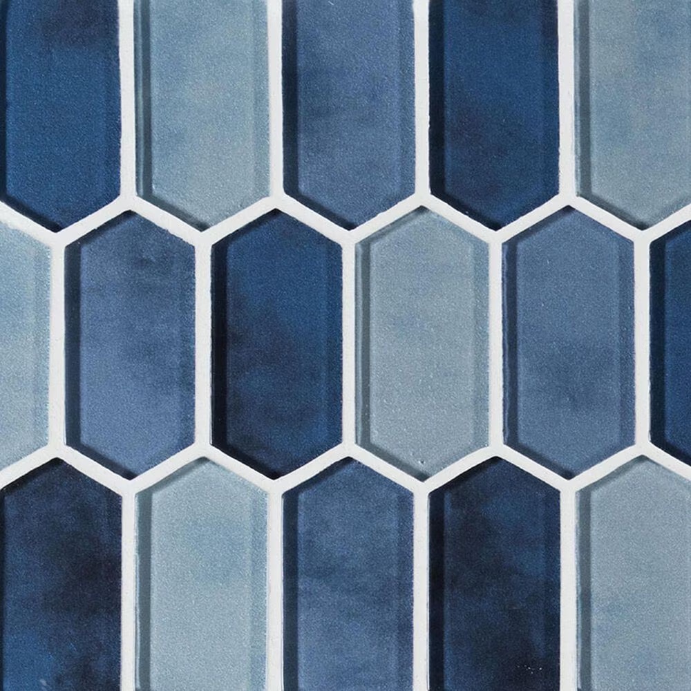 MS International Boathouse Blue Picket 10" x 12" Glass Mosaic Sheet