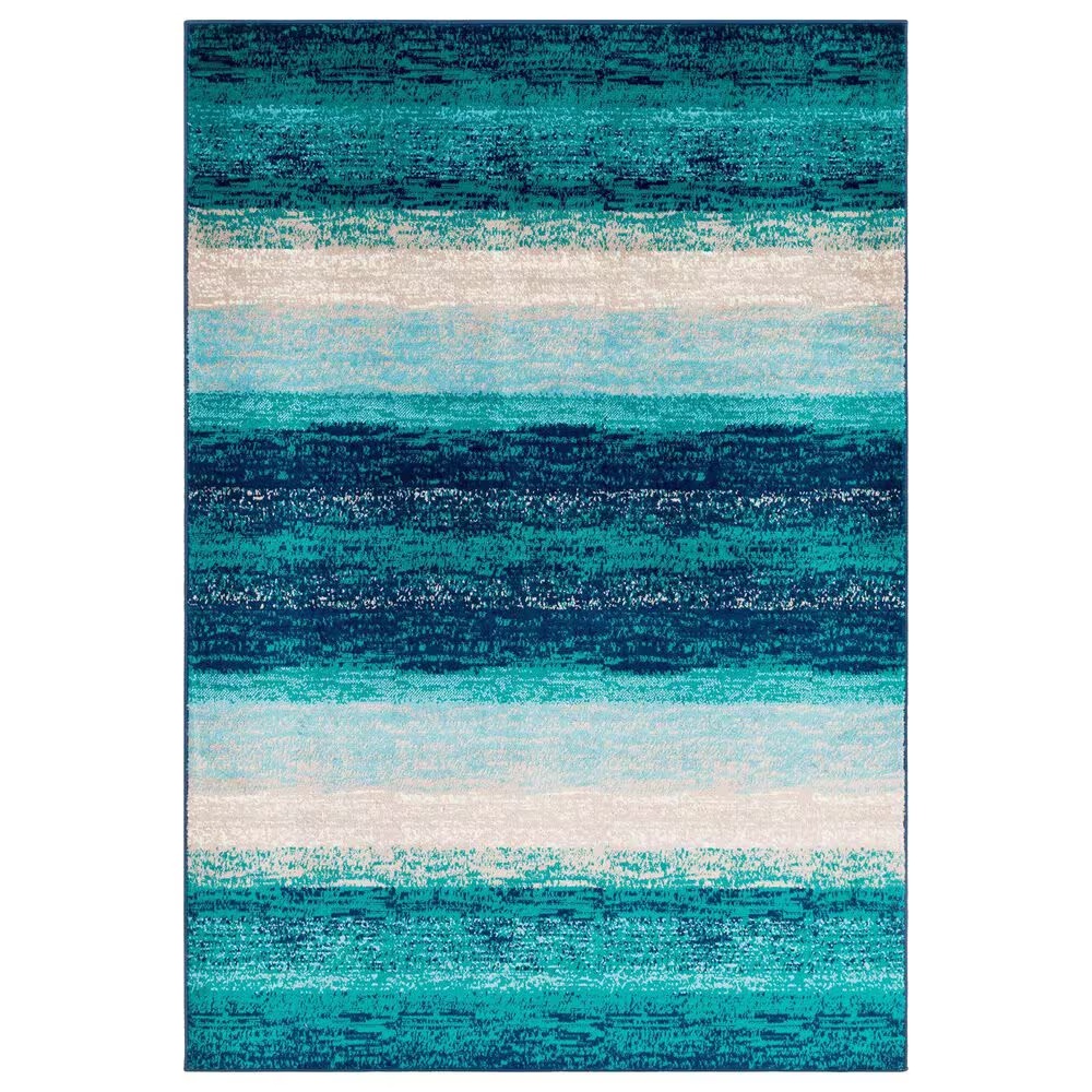 Surya Paramount 7'10" x 11'2" Teal, Aqua, Navy, Taupe and Cream Area Rug