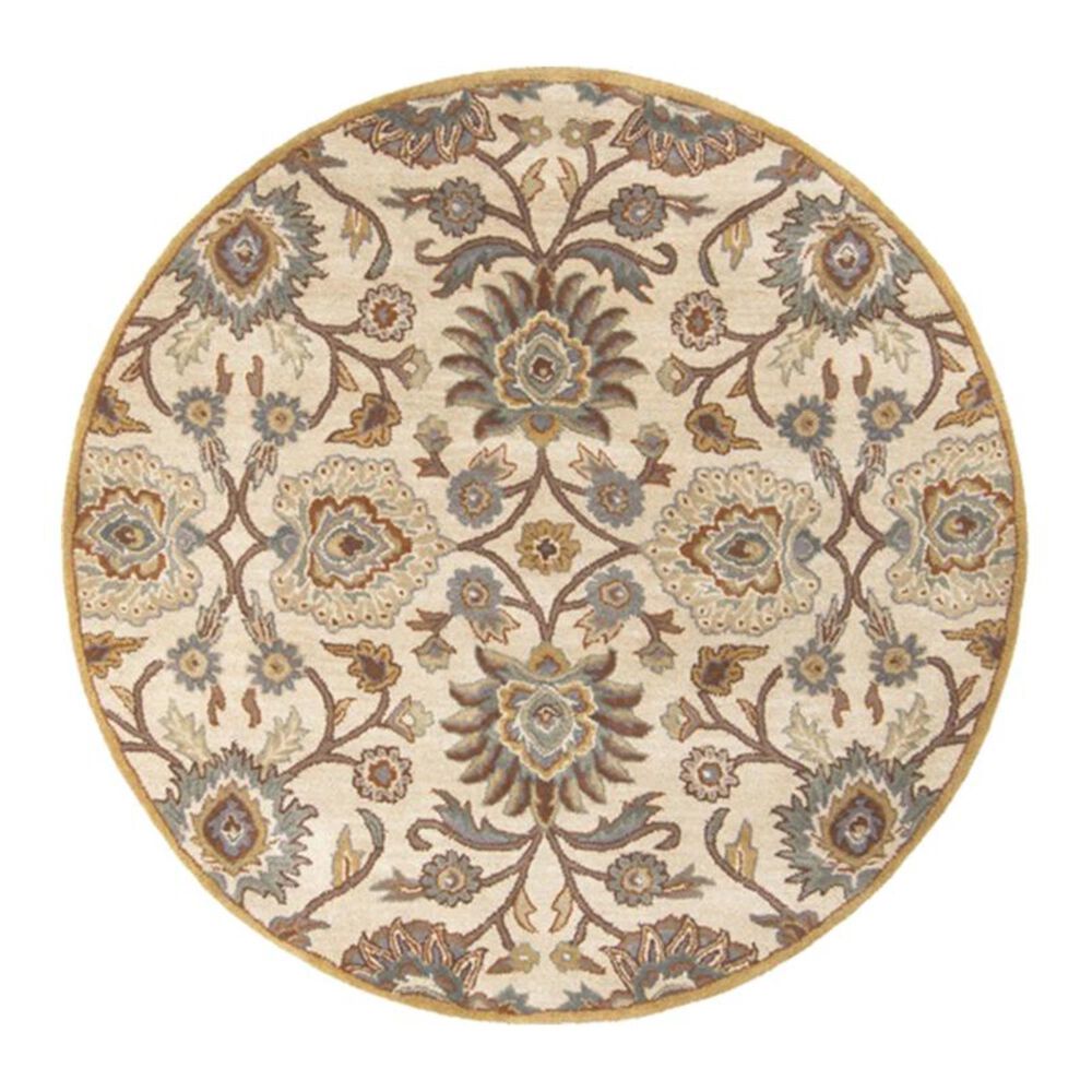 Surya Caesar CAE-1012 4' Round Gray, Beige and Camel Area Rugs