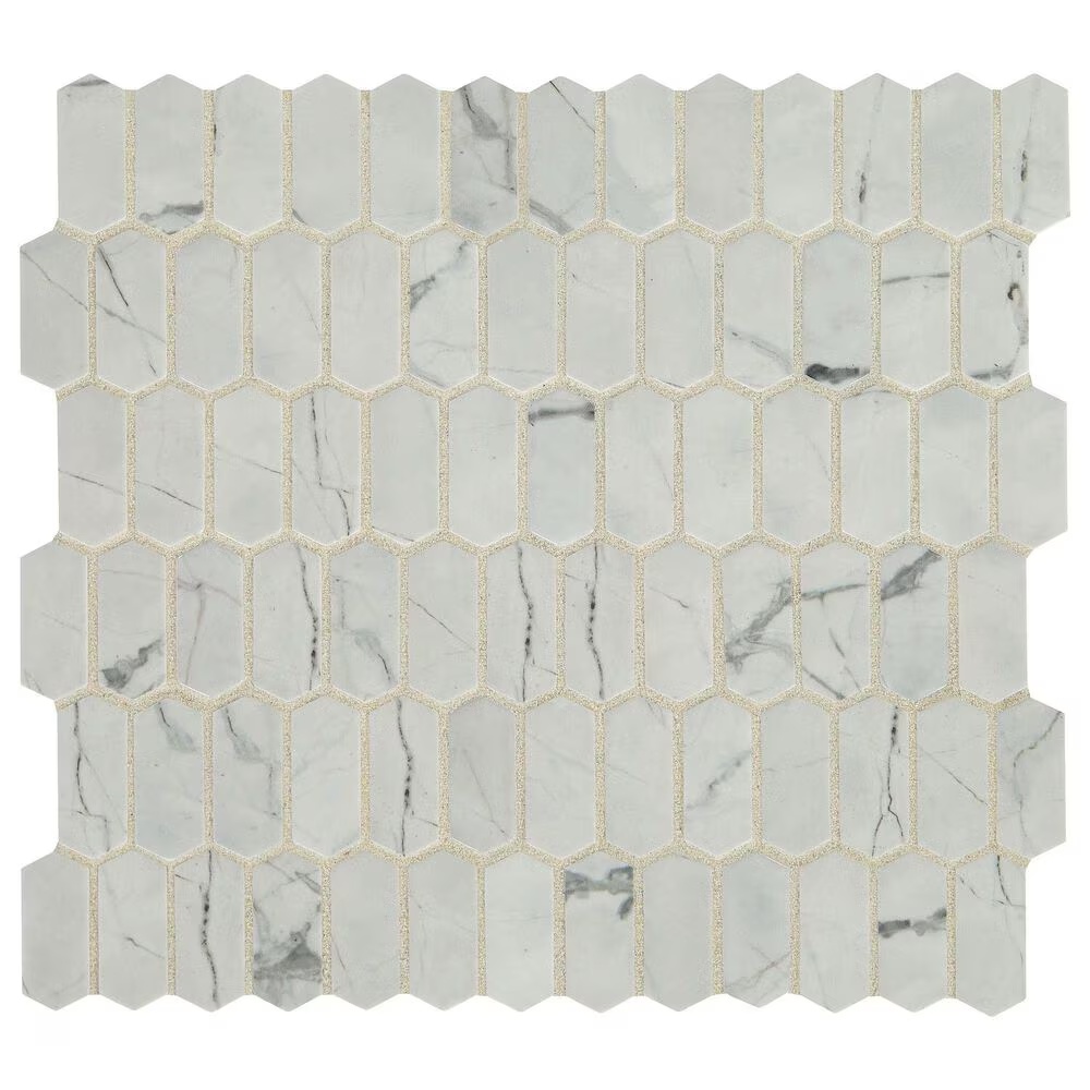 Dal-Tile Statuette Silver Satin 12" x 12" Picket Glass Mosaic Sheet