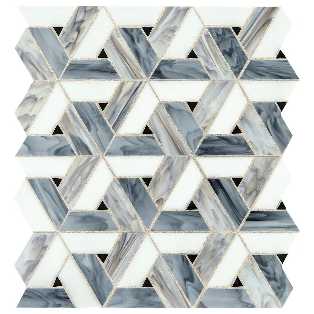 Dal-Tile Vivify Spectra Blue 13" x 15" Trapezoid Glass Mosaic Sheet