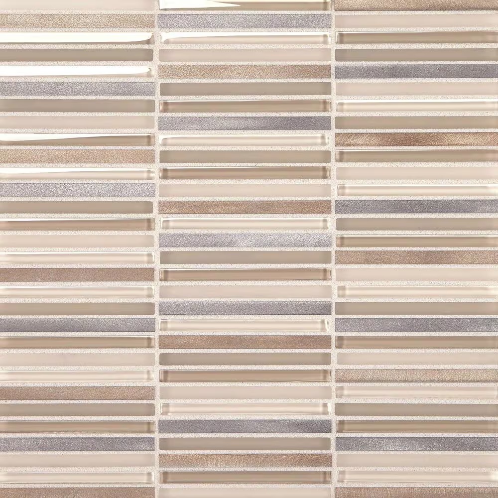 Dal-Tile Lucent Skies Sunlit Dawn 3/8" x 4" on 12" x 12" Glass and Aluminum Mosaic Sheet