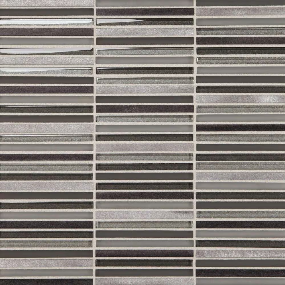 Dal-Tile Lucent Skies Twilight Gleam 3/8" x 4" on 12" x 12" Glass and Aluminum Mosaic Sheet