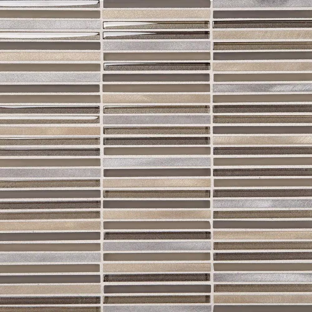 Dal-Tile Lucent Skies Crimson Dusk 3/8" x 4" on 12" x 12" Glass and Aluminum Mosaic Sheet