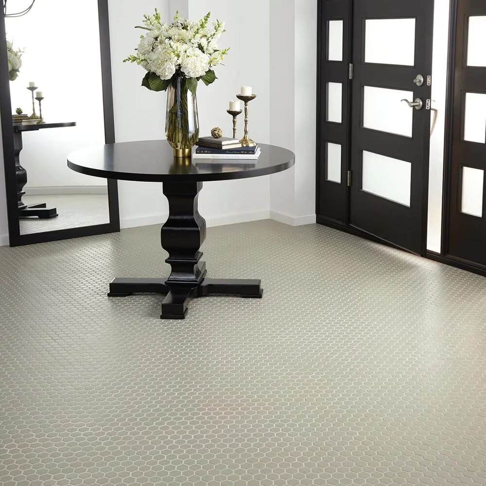 Dal-Tile Color Wheel Architectural Gray 1.5" on 12" x11" Hexagon Ceramic Mosaic Sheet