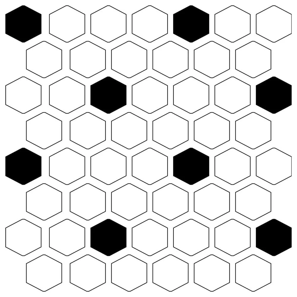 Dal-Tile Color Wheel Arctic White and Black 1.5" x 1.5" on 11.625" x 10.25" Ceramic Mosaic Sheet