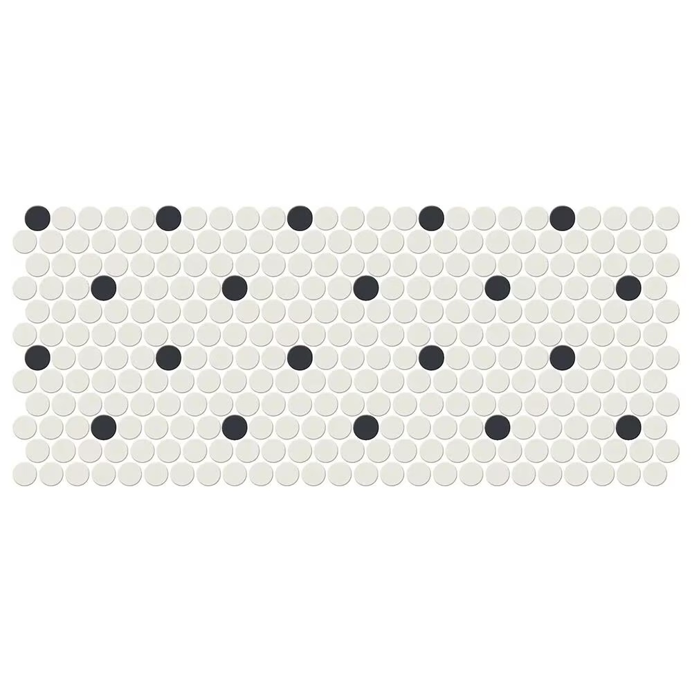 Dal-Tile Keystones Arctic White and Black 1" x 1" on 10" x 22" Porcelain Mosaic Sheet