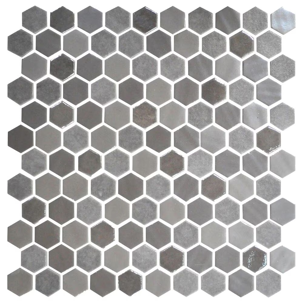 Dal-Tile Uptown Glass Frost Moka 1" x 1" Hexagon on 12" x 12" Glass Mosaic Sheet