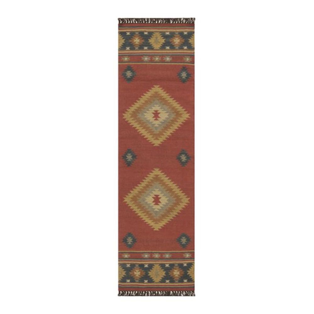 Surya Jewel Tone JT-1033 2'6" x 8' Red, Navy, Camel and Rust Runner
