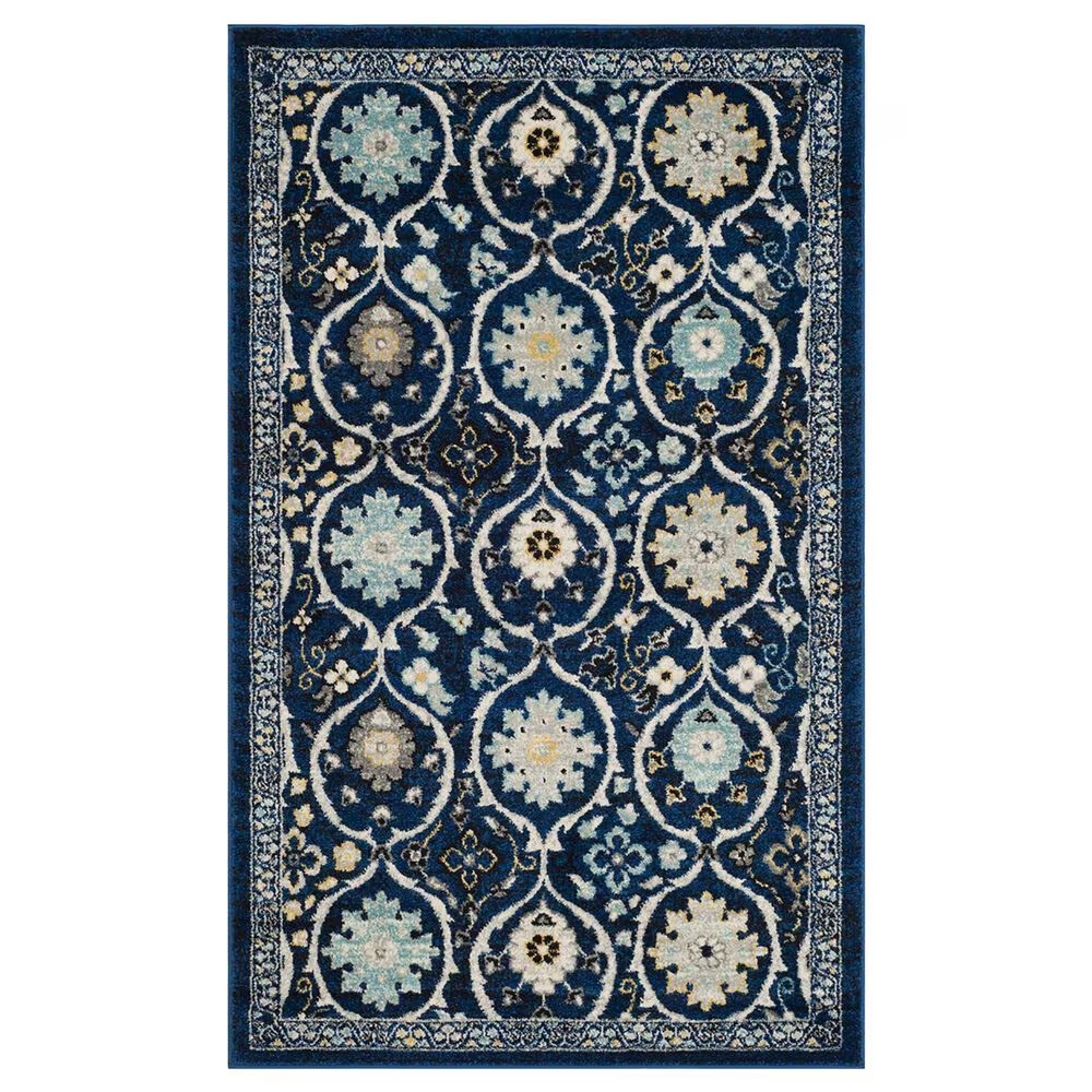 Safavieh Evoke EVK210A 3' x 5' Royal Blue and Ivory Area Rug
