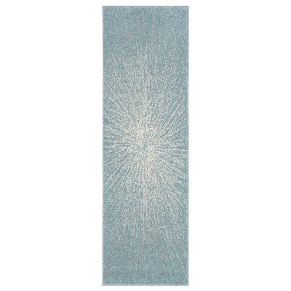Safavieh Evoke EVK228J 2'2" x 11' Aqua and Ivory Indoor/Outdoor Runner Rug
