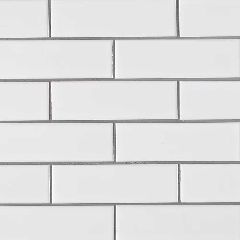 MS International Retro Brick Bianco White 2" x 6" on 14" x 11" Porcelain Mosaic Sheet