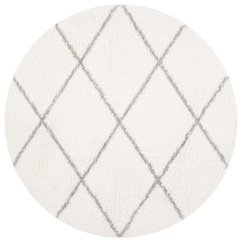 Safavieh Parma Shag PMA515A 5'3" Round Cream and Grey Area Rug