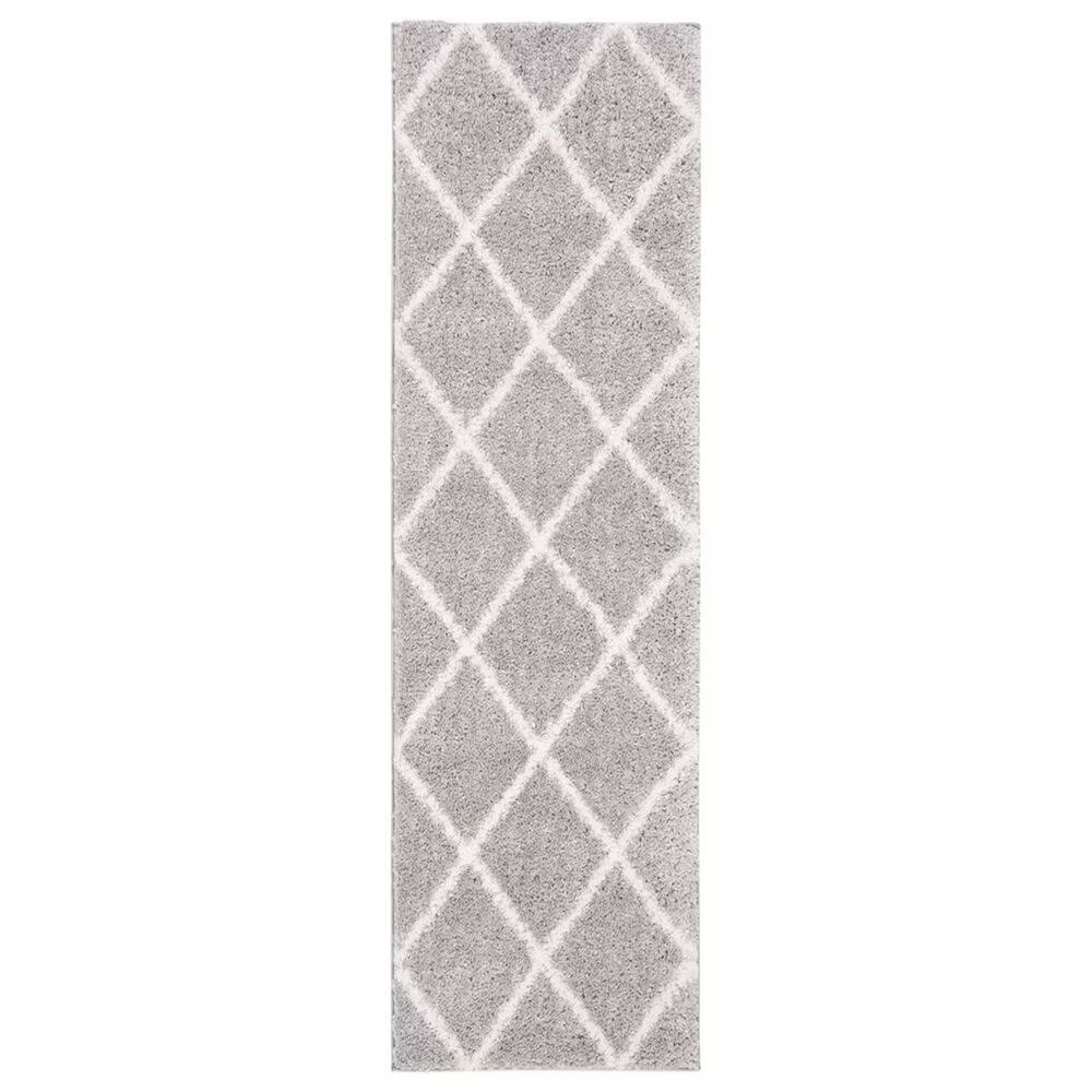 Safavieh Parma Shag PMA515G 2'3" x 11' Grey and Cream Runner