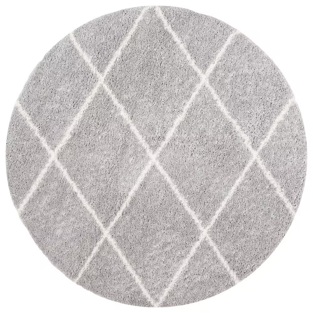 Safavieh Parma Shag PMA515G 6'7" Round Grey and Cream Area Rug