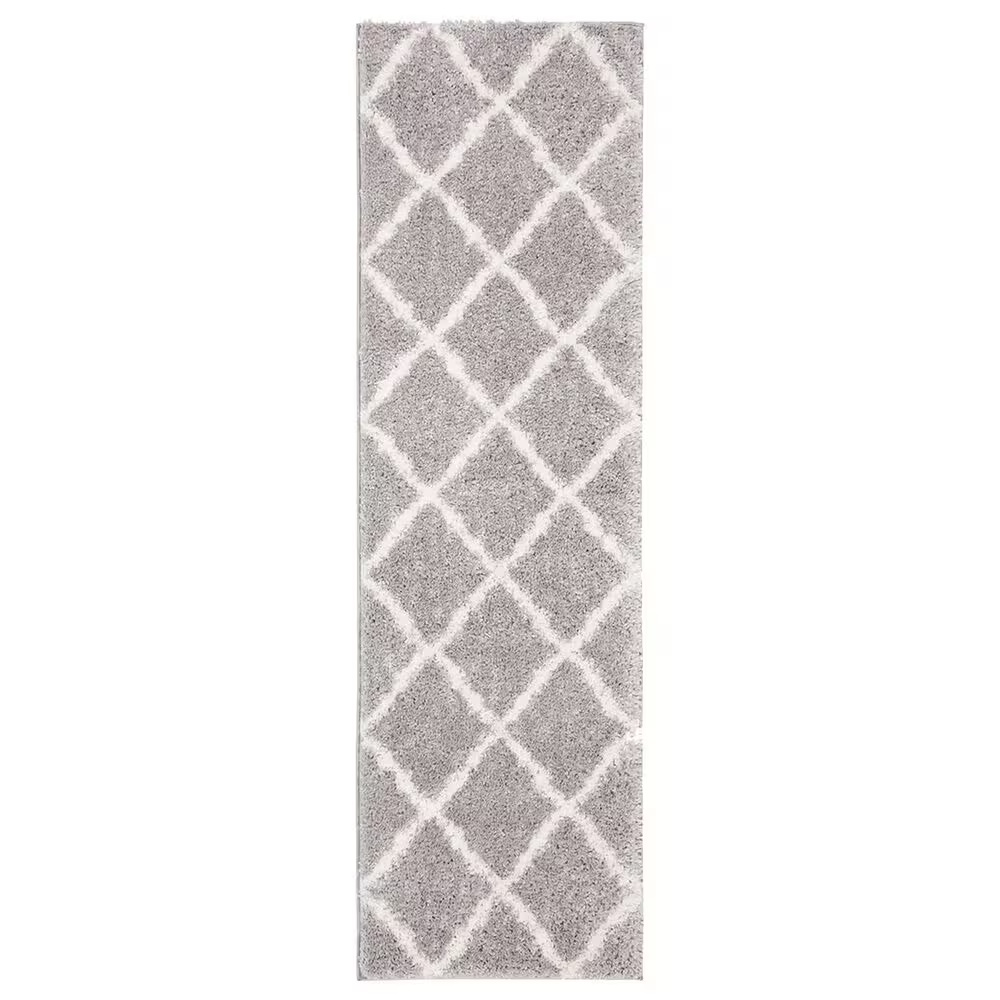Safavieh Parma Shag PMA521G 2'3" x 9' Grey and Cream Runner