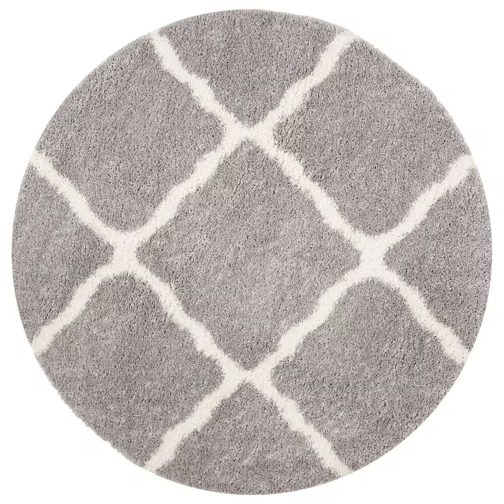 Safavieh Parma Shag PMA521G 6'7" Round Grey and Cream Area Rug