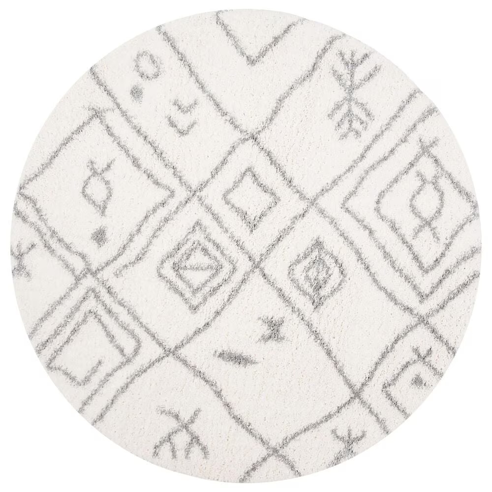 Safavieh Parma Shag PMA583A 6'7" Round Cream and Grey Area Rug