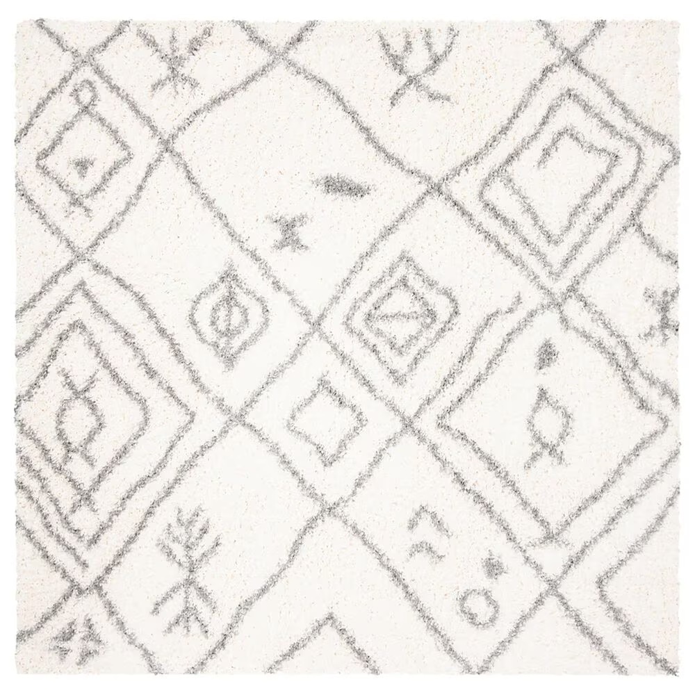 Safavieh Parma Shag PMA583A 6'7" Square Cream and Grey Area Rug