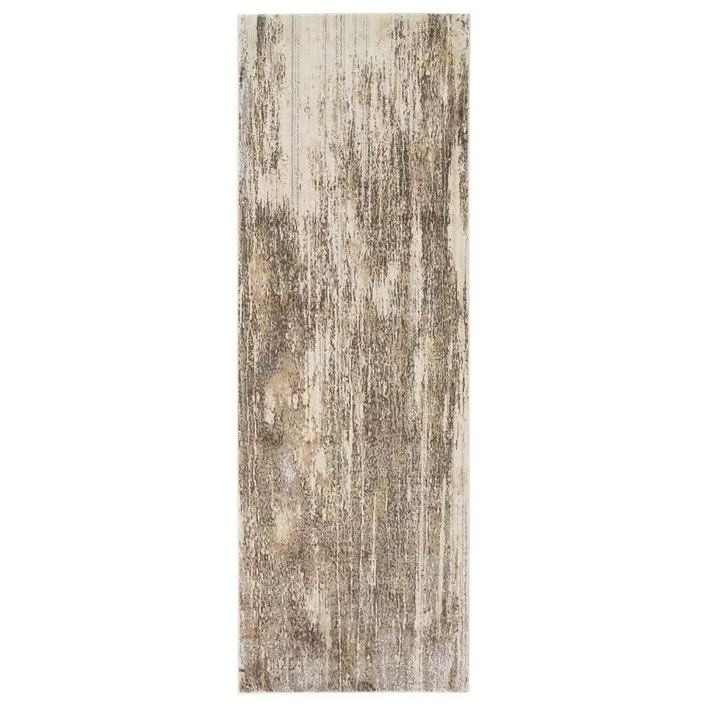 Feizy Parker 3705F 2'6" x 8' Ivory and Gray Runner