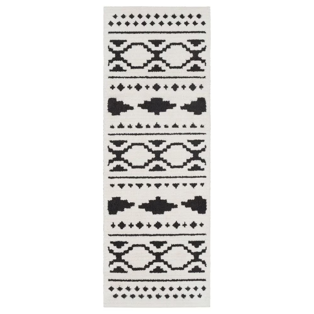 Surya Moroccan Shag MCS-23052'7" x 7'3" Black and White Runner
