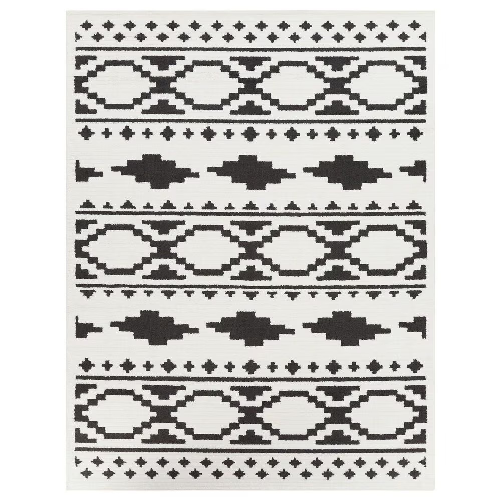 Surya Moroccan Shag MCS-2305 5'3" x 7'3" Black and White Area Rug