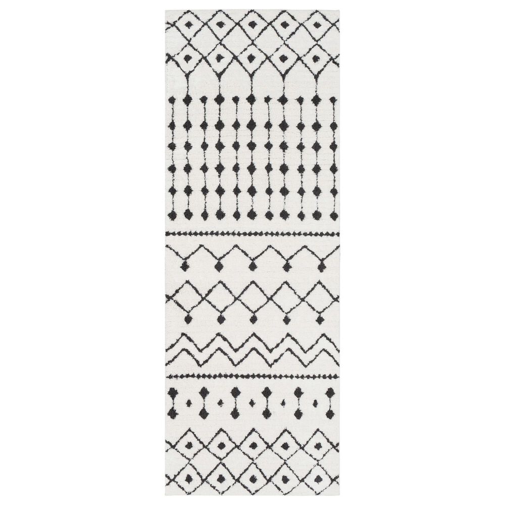 Surya Moroccan Shag 2'7" x 7'3" Black and White Runner