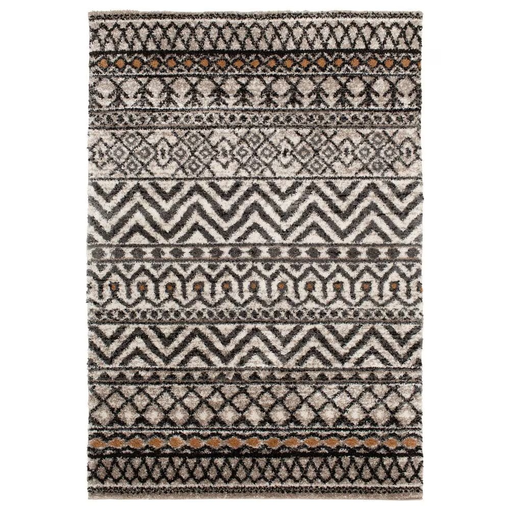 Central Oriental Tulsa Nicole 5' x 7'3" White Sand and Armor Grey Area Rug