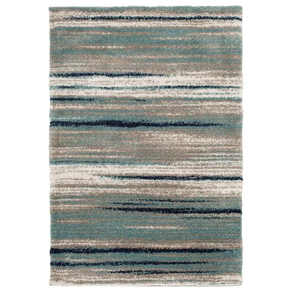 Central Oriental Tulsa Dunkerton 7'10" x 9'10" Aqua and Blue Navy Area Rug