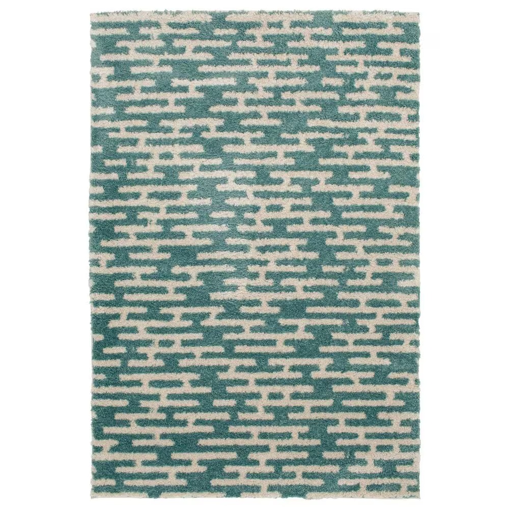 Central Oriental Tulsa Gordie 5' x 7'3" Aqua and White Sand Area Rug