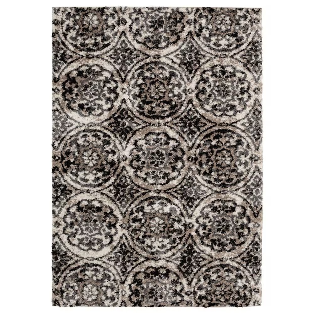 Central Oriental Tulsa Ledyard 5' x 7'3" White Sand and Nickel Area Rug