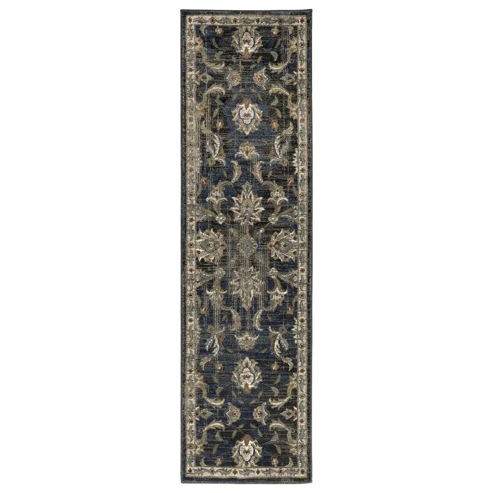 Oriental Weavers Venice Salerno 2'3" x 7'6" Charcoal and Blue Runner