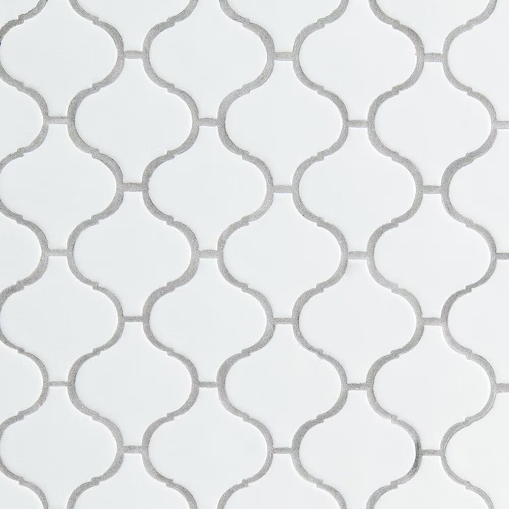 MS International Domino White Glossy Arabesque 12" x 12" Mosaic Sheet