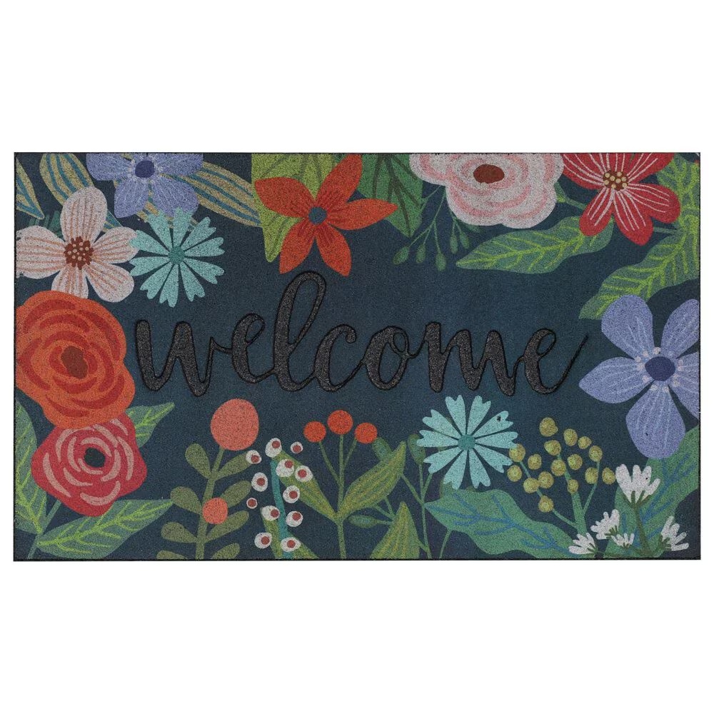 Karastan Doorscapes 1'6" x 2'6" Blue and Green Door Mat