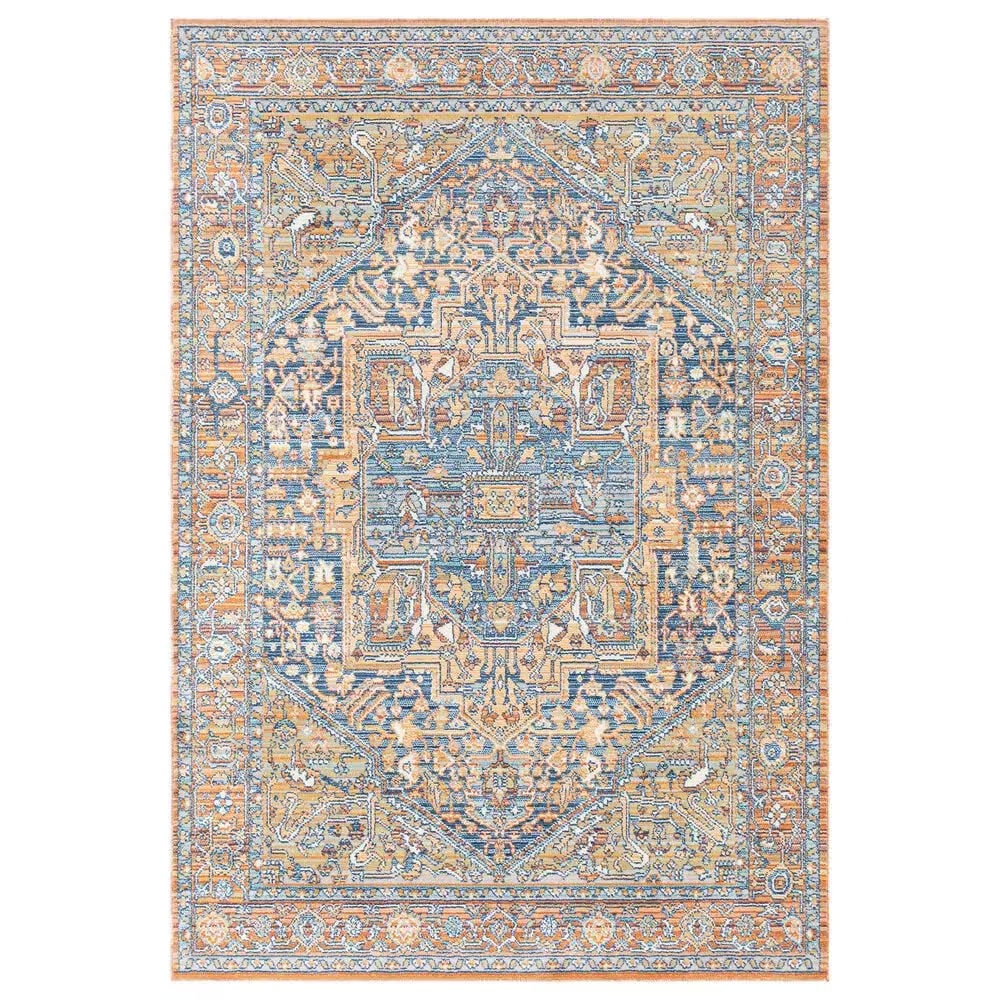 Surya Bodrum BDM-2325 6' x 9'11" Ivory, Orange, Saffron, Gray, Navy and Coral Area Rug