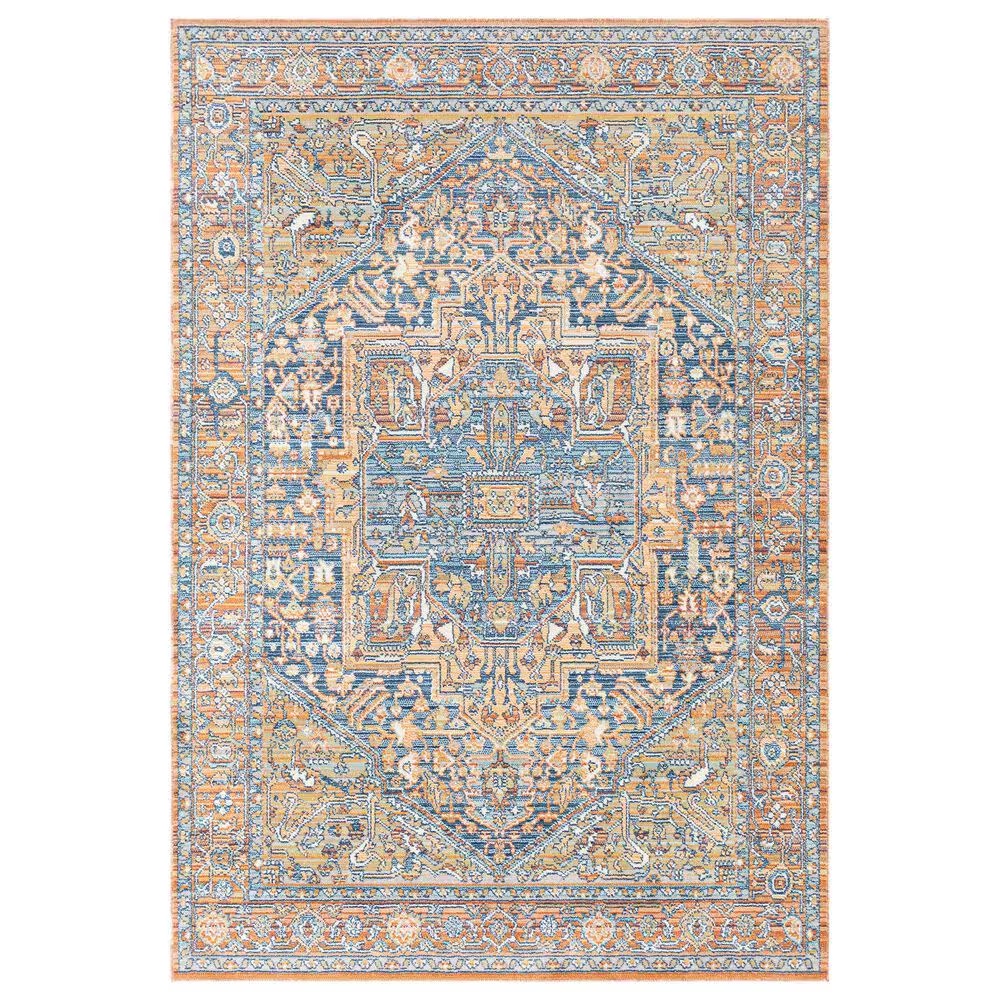 Surya Bodrum BDM-2325 7'10" x 10' Ivory, Orange, Saffron, Gray, Navy and Coral Area Rug