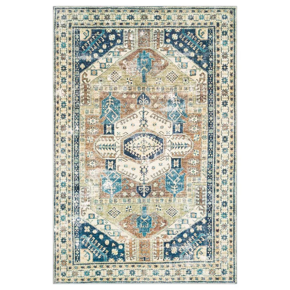 Surya Erin 7'6" x 9'6" Navy, Sage, Camel and Aqua Area Rug