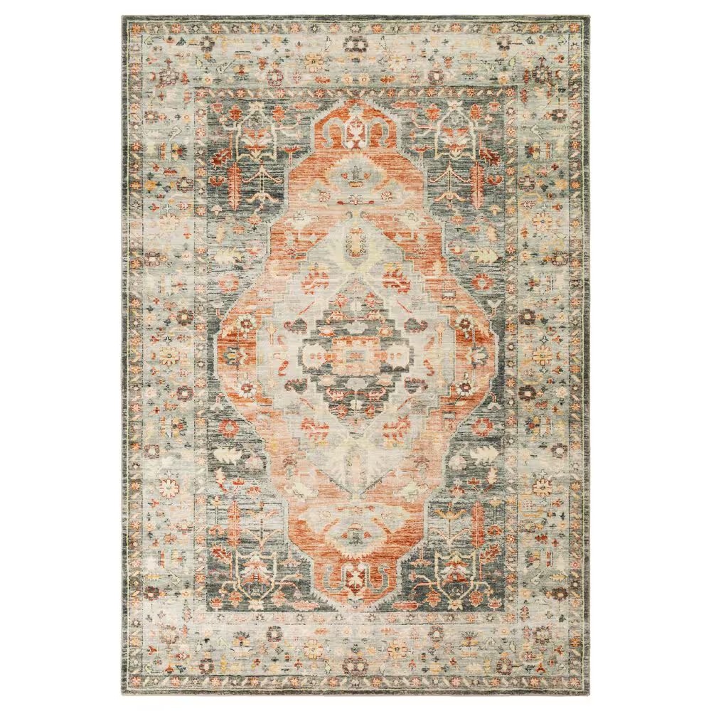 Surya Erin 5' x 7'6" Cream, Gray, Butter, Sage and Orange Area Rug