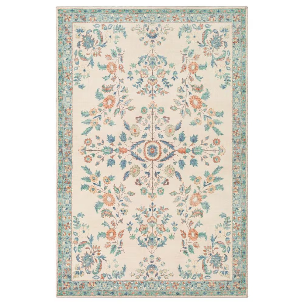 Surya Erin 2' x 3' Cream, Orange, Denim, Butter and Emerald Area Rug