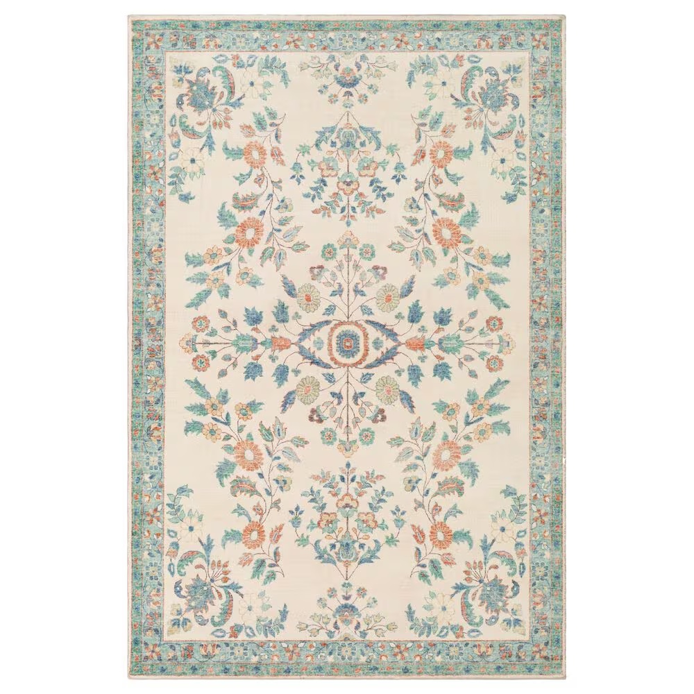 Surya Erin 2'6" x 4' Cream, Orange, Denim, Butter and Emerald Area Rug